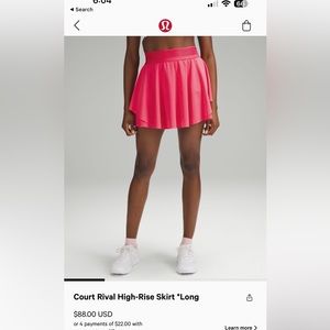 Lululemon Court Rival Skort